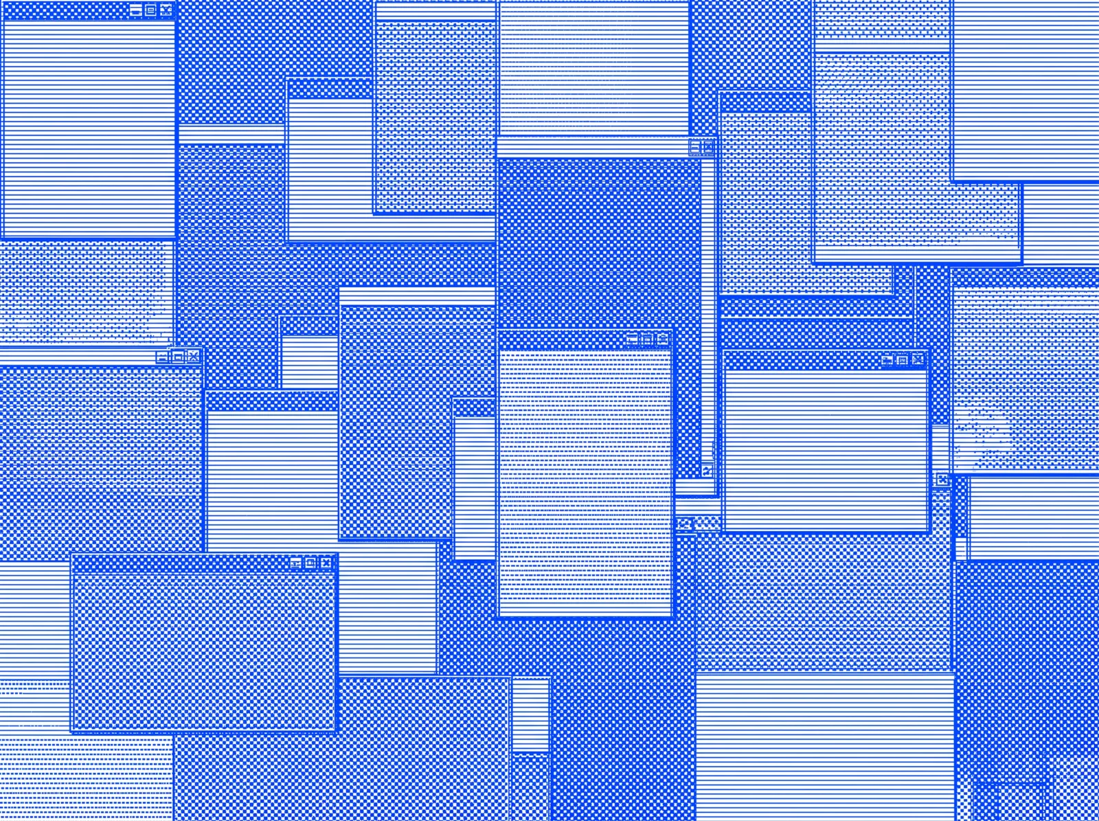ads + web + marca — ilustración dither azul
